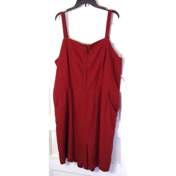 Old Navy Romper Wn 2XLT Rust Orange Short Overalls Back Smocking Pockets Travel - Picture 3 of 13